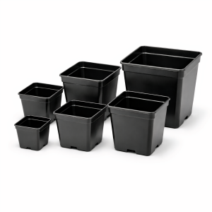 Classic Black Square Plastic Pots for Plants