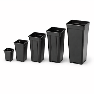 Tall Black Square Plastic Pots for Plants